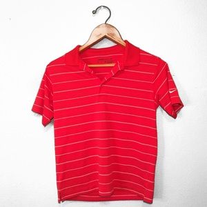 Nike Golf Dri-fit | red striped shirt youth medium